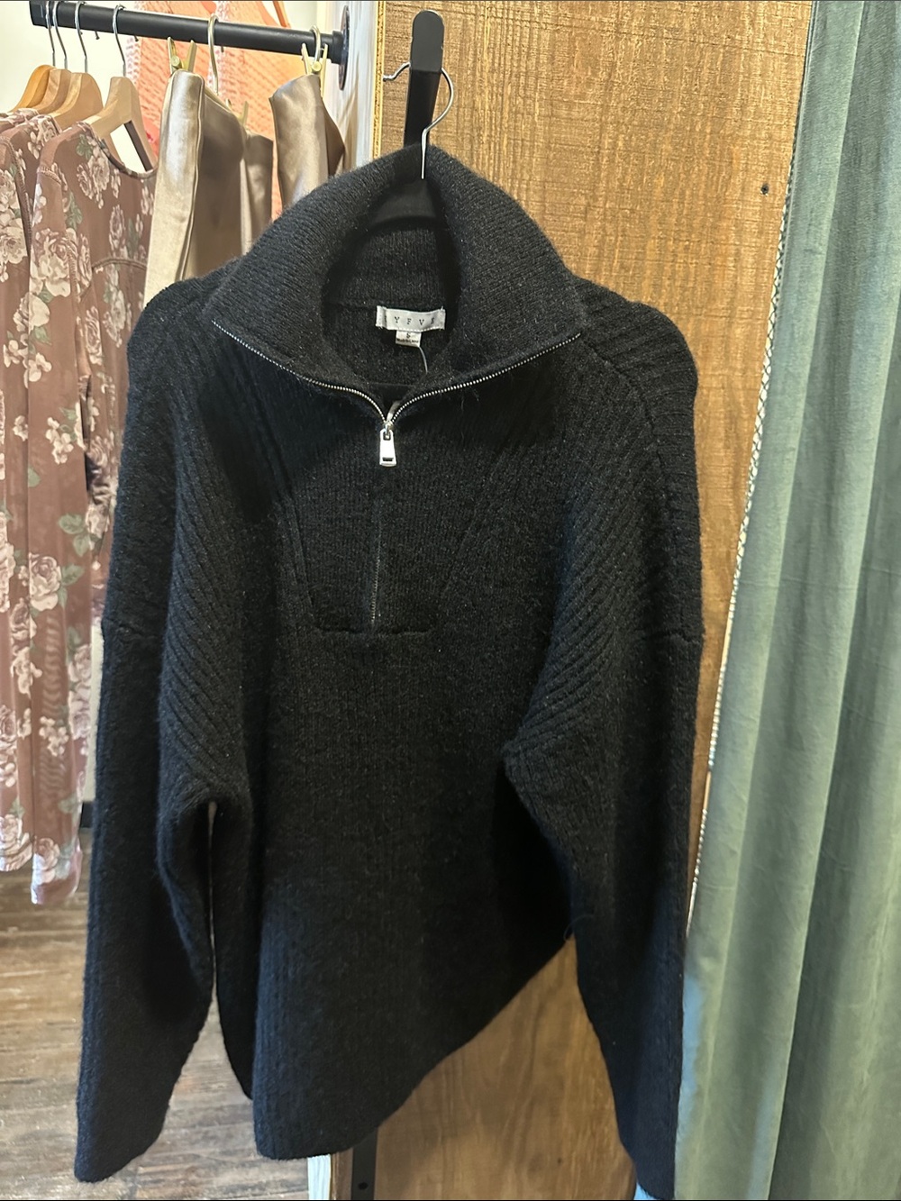 HYFVE Black Women's Half-Zip Knit Sweater